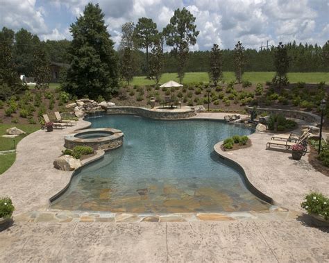 Large Free Form Pool With A Zero Entry Artistic Pools Inc In