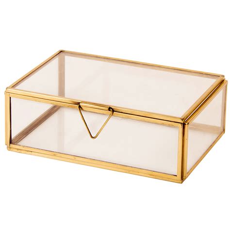 Glass And Antique Brass Finish Box Natural Collection Select