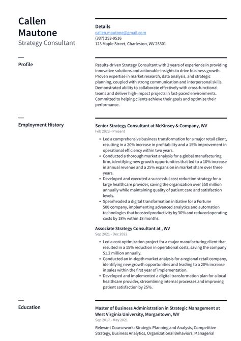 Top 18 Strategy Consultant Resume Objective Examples