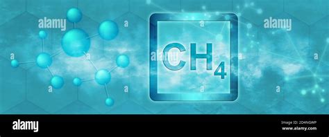 Ch4 Symbol Methane Molecule With Molecule And Network On Blue