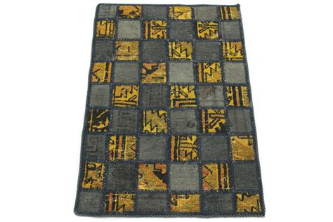Preise vergleichen und bequem online bestellen! Patchwork Teppich Grau Gelb in 90x60 (1001-167108 ...