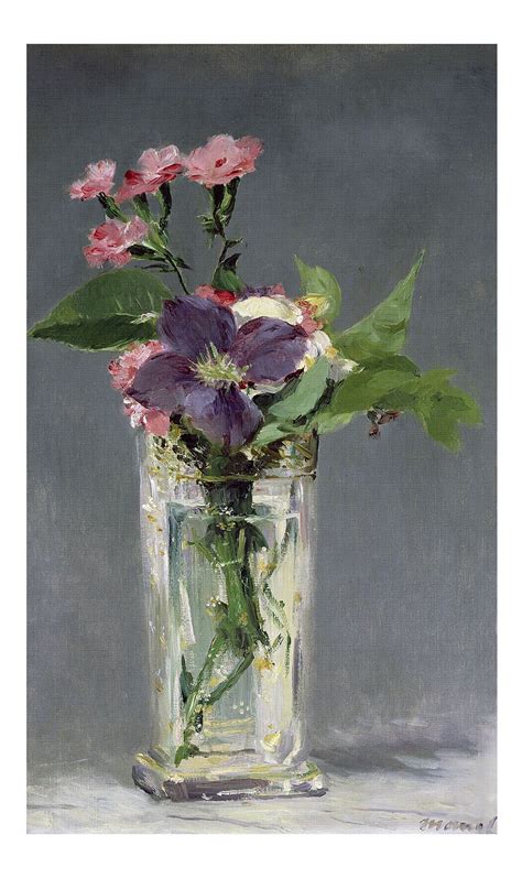 Pinks And Clematis In A Crystal Vase By Edouard Manet Manet Flower