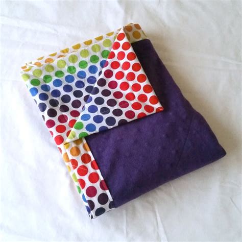 Rainbow Polka Dots Baby Blanket With Purple Minky By Chickadeebb