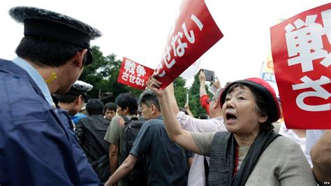 Japan Military Legislation Changes Draw Protests Bbc News