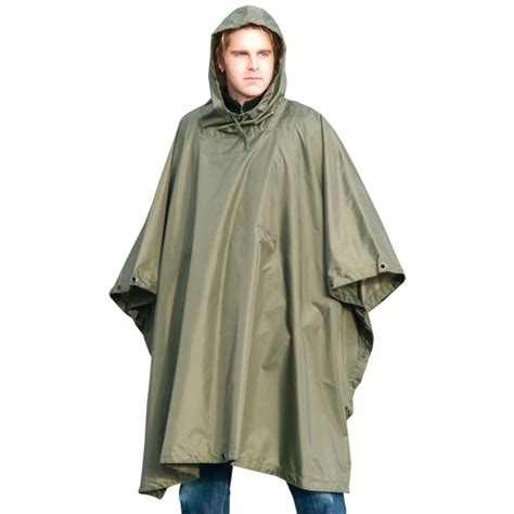 Waterproof Hooded Us Army Ripstop Festival Rain Poncho Military Camping