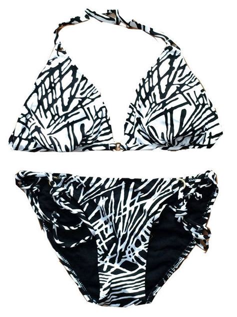 bcbg max azria new palm print bikini swimsuit black and white size s bcbgmaxazria bikini