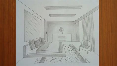 How To Draw A Bedroom In 1 Point Perspective Step By Step For