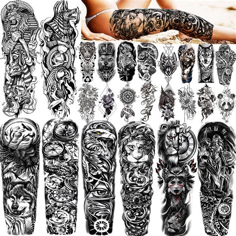 Buy Shegazzi 24 Sheets Cool Super Large Full Arm Temporary Tattoo Sleeve For Men With 8 Sheets