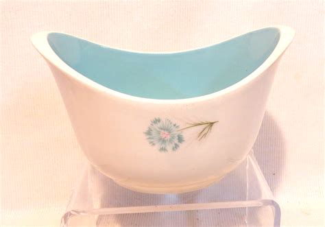 Vtg Taylor Smith Taylor Ever Yours Boutonniere Blue Flowers Gravy Boat Dish Mcm Ebay