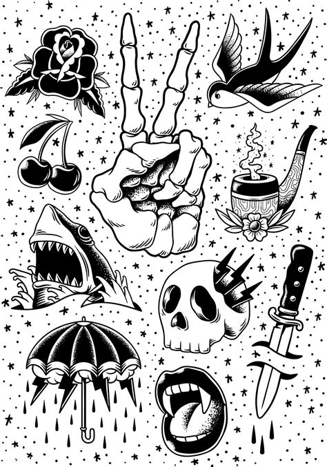 Black And White Traditional Tattoo Flash Unbrick Id