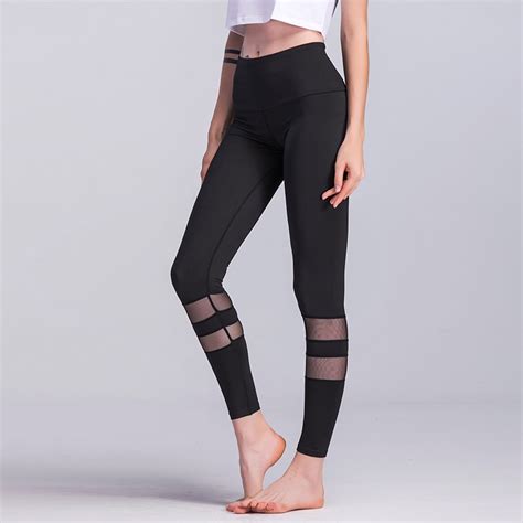 Summer Cropped Leggings Mesh Splice Women Sportswear Fitness Slim Sexy Legging Athleisure Black