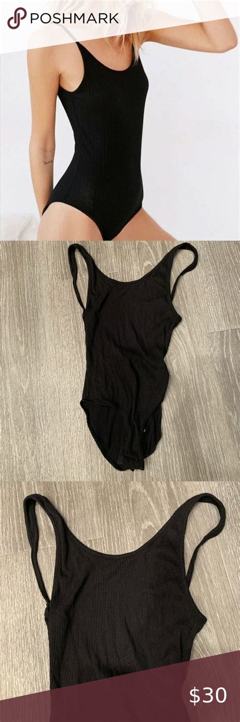 Urban Outfitters Black Backless Ribbed Bodysuit Ribbed Bodysuit