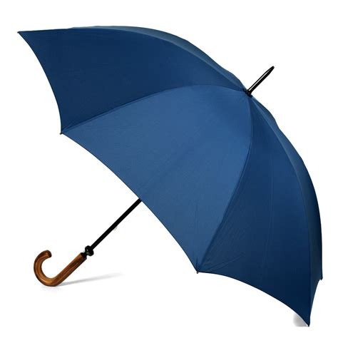 Clifton Navy Blue Fibreglass Umbrella With Wooden Handle Peters Of
