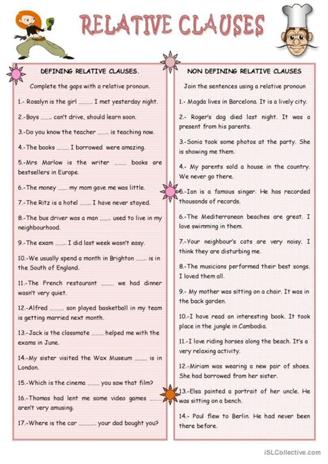 Relative Clauses English Esl Worksheets Pdf And Doc