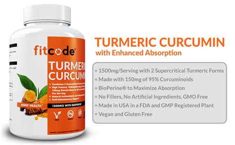 Amazon Com Fitcode Turmeric Curcumin With Curcuminoids Highest