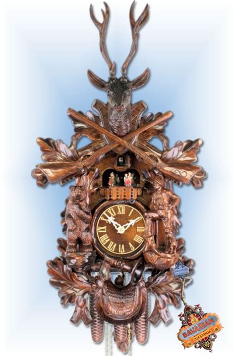 Cuckoo Clock Ah 6741 8tmt Big Bear Hunter By Adolf Herr On Sale