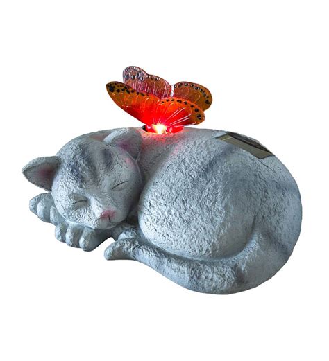 These animal statues can be used indoors or outdoors and make for great conversation pieces. Solar Sleeping Animal Garden Statue with Lighted Butterfly ...