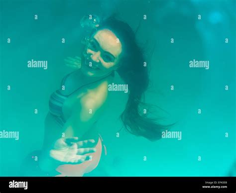 Leisure Relax And Active Lifestyle Concept Underwater Girl Wearing Bikini In Swimming Pool