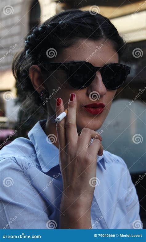Business Woman Smoking A Cigarette Stock Photo Image Of Business