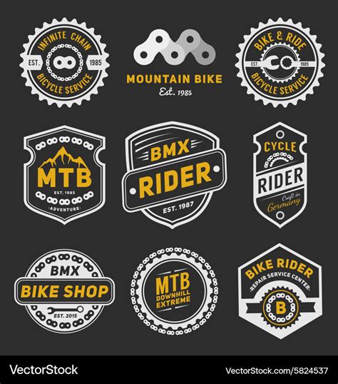 Set Of Bicycle Badge Logo Template Design Vector Image