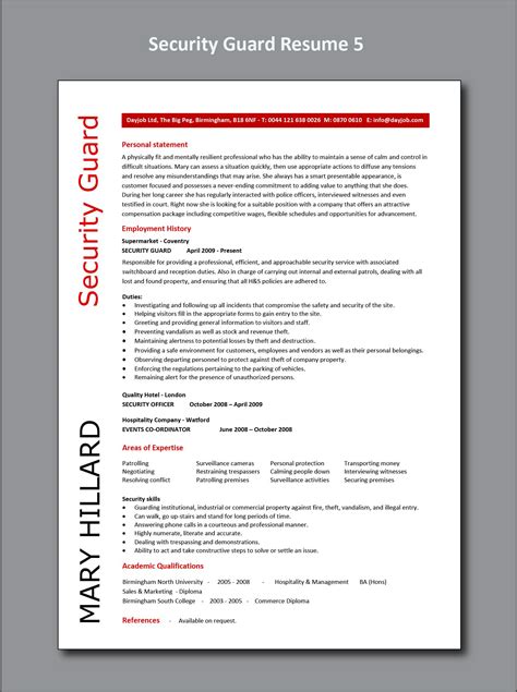 Top skills for your security officer. Security guard CV sample | Operations management, Resume examples, Manager resume