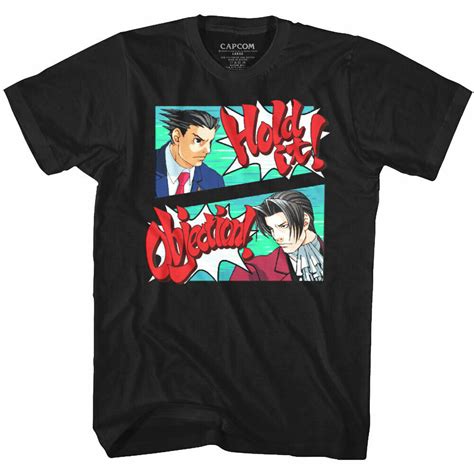 Ace Attorney Hold It Objection T Shirt Mens Gaming T Shirts Societees