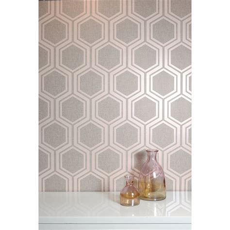 East Urban Home Hexagon 1m X 53cm Matte Metallic Finish Wallpaper Roll