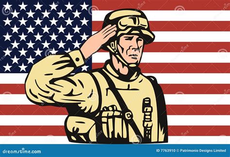 American Soldier Saluting Flag Stock Photo Image 7763910
