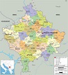 Large political and administrative map of Kosovo with roads, cities and ...