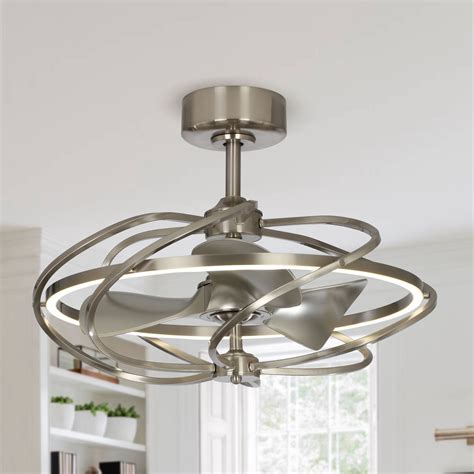 Satin Nickel 27 Inch Reversible Led Ceiling Fandelier With Stain Nickel