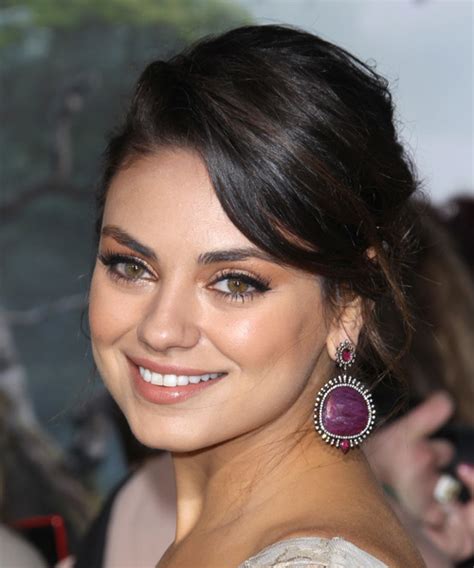 Mila Kunis Long Curly Casual Updo Hairstyle Black Hair Color