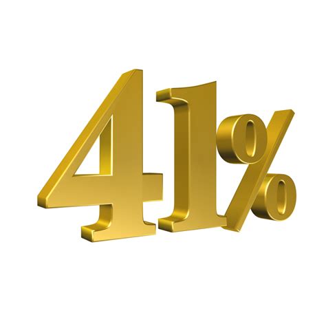 41 Percent Gold Number Forty One 3d Rendering 8506493 Png