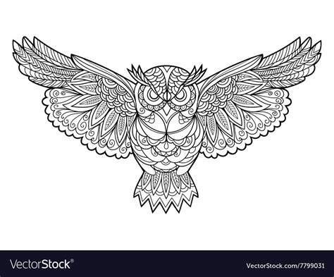 Owl Coloring Book For Adults Royalty Free Vector Image