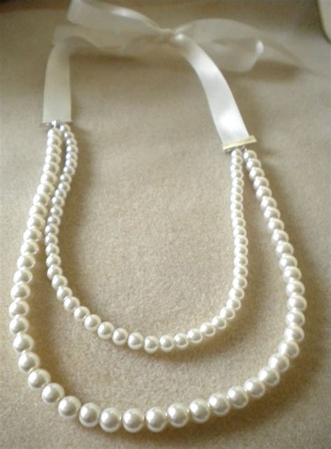 Pearl Bow Ribbon Necklace Diy Pearl Necklace Pearl Necklace Tutorial