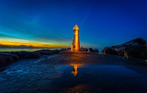 Wallpaper Sea Sunset Stones Lighthouse Ca California Santa Cruz