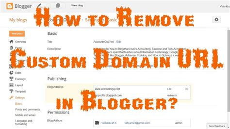 How To Remove Custom Domain Of Your Blog In Blogger Youtube