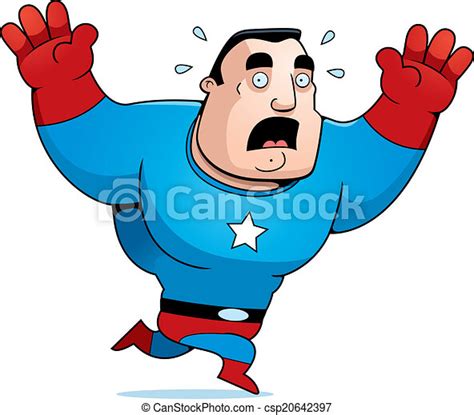 Eps Vectors Of Cartoon Superhero Scared A Cartoon Superhero Sweating