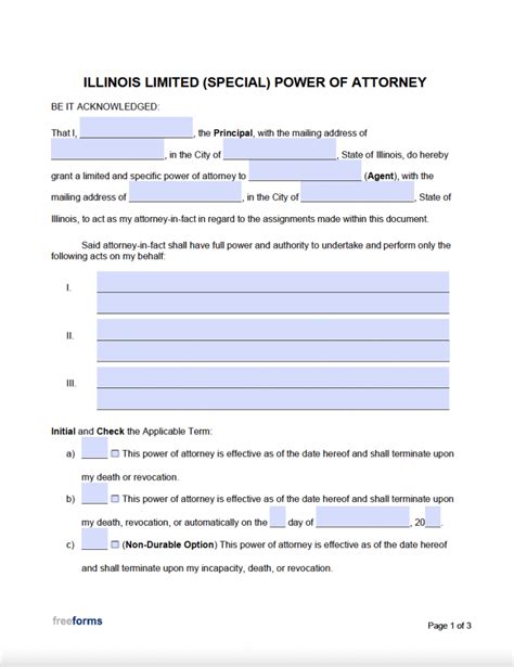 Free Illinois Power Of Attorney Forms Pdf Word