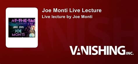 Joe Monti Live Lecture Joe Monti Vanishing Inc Magic Shop