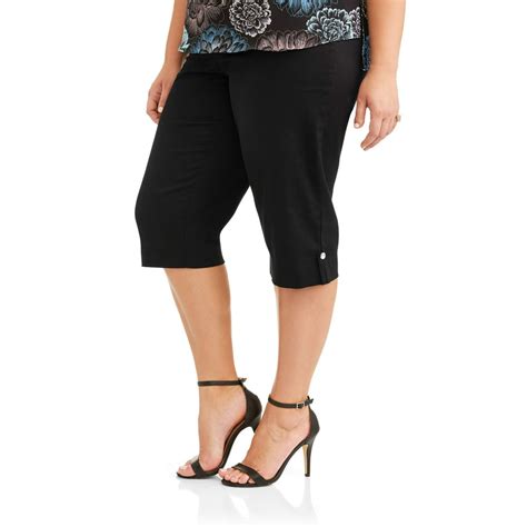 just my size women s plus size pull on bling tab capri