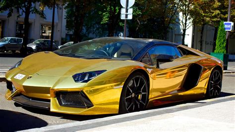 Download Fancy Gold Lamborghini Spotted On The Streets Wallpaper