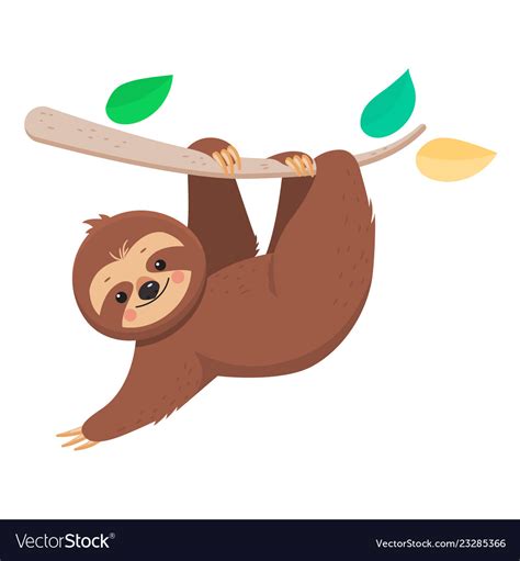 We work with a diverse array of music artists, djs, celebrities, sports personalities, voice over artists and independent record labels. Joyful cute cartoon sloth hanging on a branch Vector Image