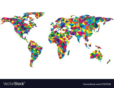 Colorful Geometric Abstract World Map Royalty Free Vector