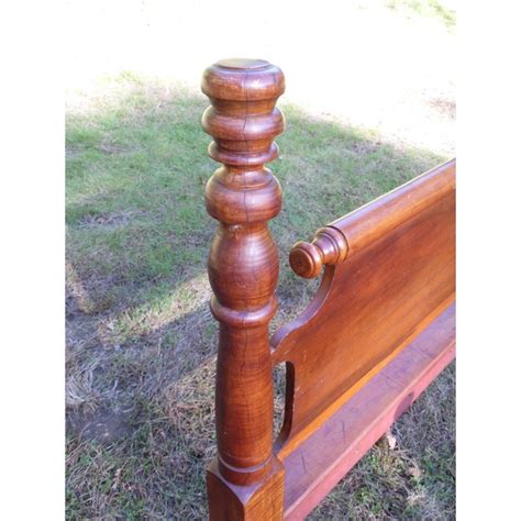 Antique Primitive Solid Wood Rolling Pin Full Double Rope Poster Bed
