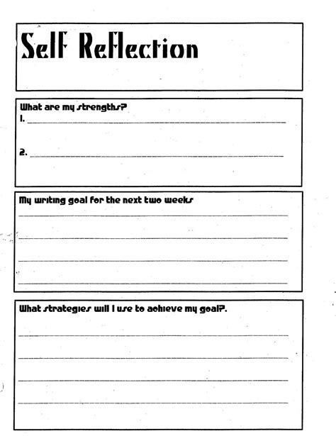 Self Reflection Science Worksheet