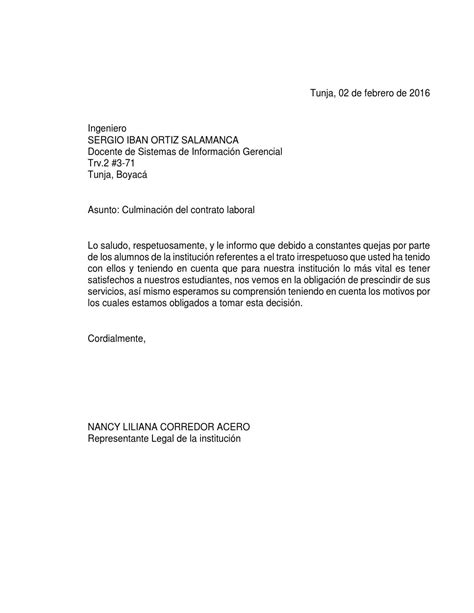 Modelo Carta De Despido Con Justa Causa Reverasite