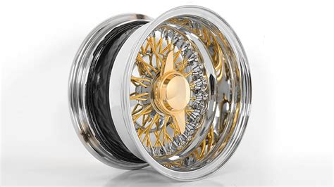 13x7 La Wire Wheels Reverse 72 Spoke Cross Lace Chrome With Gold