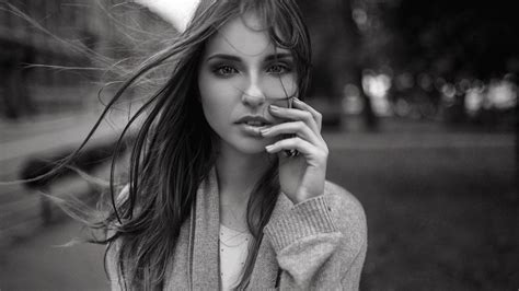 обои монохромный лицо портрет Alexey Slesarev женщины модель