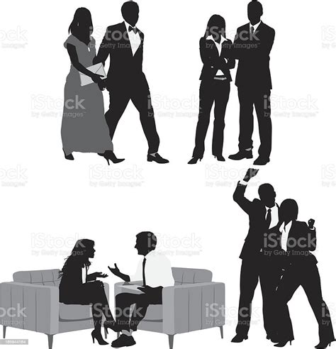 Silhouette Of Business People In Different Poses Stock Illustration