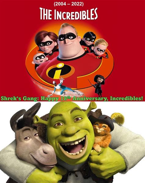 Shrek Trio Celebrate Incredibles 18th Anniversary By Darkmoonanimation